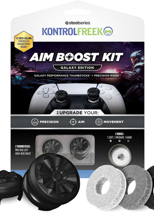 KontrolFreek Aim Boost Kit for PlayStation 5 (PS5) and PlayStation 4 (PS4) Controller | Includes Performance Thumbsticks and Precision Rings | Black Galaxy Edition