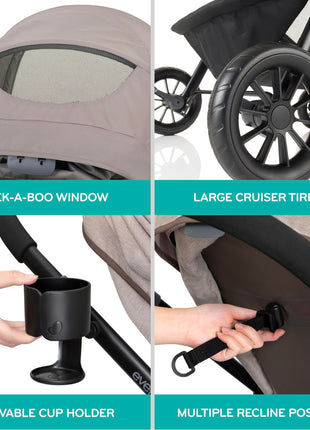 Evenflo Pivot Modular Travel System w/LiteMax Preemie and Infant Car Seat | 6 Modes of Use, Rear-Facing Mode for Infants 3-30 lbs, Stroller use up to 50 lbs (Casual Gray)