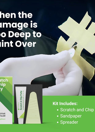 TouchUpDirect Scratch & Chip Putty - Ready-Mixed 5g Automotive Body Filler Kit for Deep Scratches & Gouges, Complete Chip Repair Kit with Spreader & Sandpaper - No Mixing Required