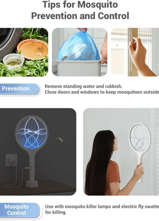 YISSVIC Electric Fly Swatter 4000V Bug Zapper Racket Dual Modes Mosquito Killer with Purple Mosquito Light Rechargeable for Indoor Home Office Backyard Patio Camping