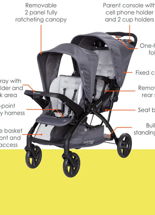 Baby Trend Sit N' StandÂ® Double 2.0 Stroller, Dash Grey