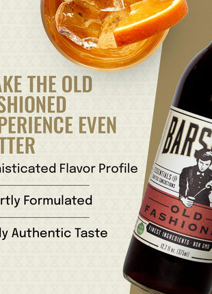Barsmith Old Fashioned Mix - Classic Whiskey Drink Mixer w/Sweetness, Cherry, Citrus & Bitters - Premium Non-GMO Drink Mixer - Perfect for Bourbon Cocktails & Home Bars - 12.7 oz Bottle (Pack of 1)