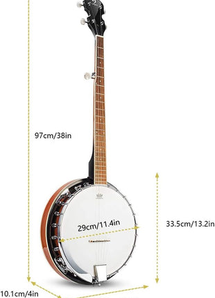 Vangoa Banjo 5 String Full Size Banjos Set with Resonator, Remo Head, Beginner Banjo Kit with Closed Back, Premium Accessories for Adults, Teenager
