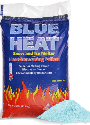 Snow Joe Crystal Blue Snow & Ice Melter, Heat-Generating Crystals, 50 Lb Bag - Fast-Acting Commercial Deicer and Remover for Concrete, Driveway, Sidewalk, and Outdoor Spaces