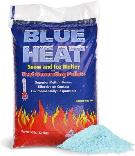 Snow Joe Crystal Blue Snow & Ice Melter, Heat-Generating Crystals, 50 Lb Bag - Fast-Acting Commercial Deicer and Remover for Concrete, Driveway, Sidewalk, and Outdoor Spaces