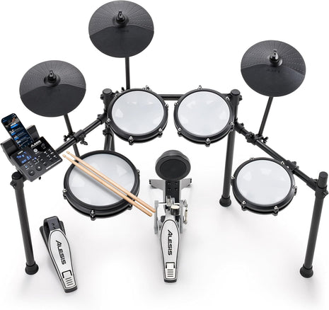 Alesis Nitro Max Electric Drum Set | 10" Dual-Zone Snare, 8" Toms, 10 "Cymbals, Quiet Mesh Heads, Bluetooth, 440+ BFD Sounds, USB MIDI, Drumeo, for Beginners