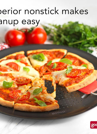 GoodCook AirPerfect Nonstick 16 Pizza Pan ? Pizza Tray for Oven, Perforated Round Pizza Pan, Carbon Steel Baking Pan, Homemade, Frozen & Leftover Slices
