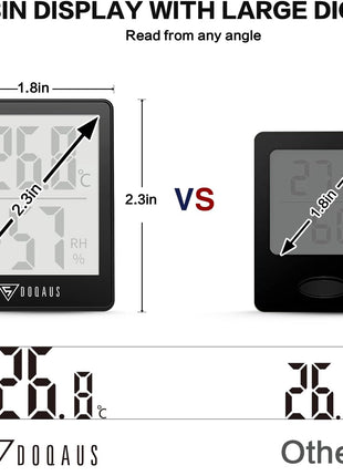 DOQAUS Digital Hygrometer Indoor Thermometer Humidity Meter Room Thermometer with 5s Fast Refresh Accurate Temperature Humidity Monitor for Home, Bedroom, Baby Room, Office, Greenhouse, Cellar (Black)