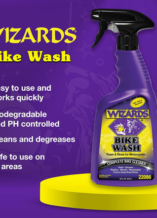 Wizards Bike Wash - Cleaner For Motorcycle Washing Kit- Quick Detailer for Bike with Bug Remover - For Your Motorcycle Accessories and Detail Kit - 22 oz