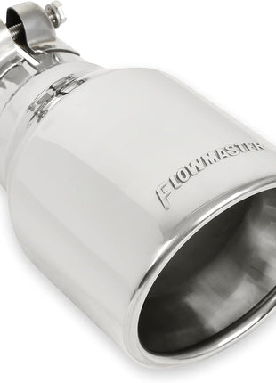 Flowmaster 15365 Exhaust Tip - 4.00 in. Rolled Angle Polished SS fits 2.50 in. Tubing - Clamp On