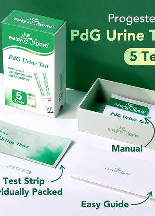 Easy@Home PdG Test Strips: 5-Pack Progesterone Urine Tests | Track Ovulation Insights with Progesterone Test Strips, At Home Fertility Test for Women with Premom Ovulation App