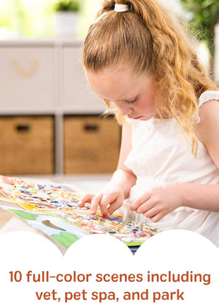 Melissa & Doug Pet Place Puffy Sticker Activity Book – 115 Reusable Stickers with 10 Background Scenes, Pet-Themed Mess Free Travel Toys for Kids Ages 4+ - FSC Certified