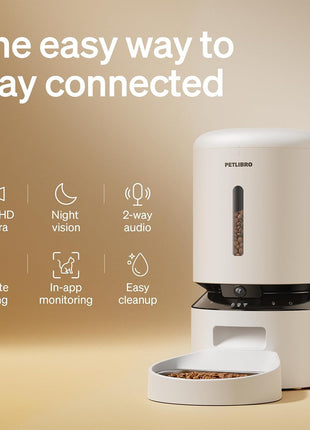 PETLIBRO Automatic Cat Feeder with Camera, 1080P HD & Night Vision, 5GHz/2.4GHz WiFi & Cam Smart Pet Feeder with App Control, 2-Way Audio, Motion Alerts for Cats & Dogs, Stainless Steel Single Tray