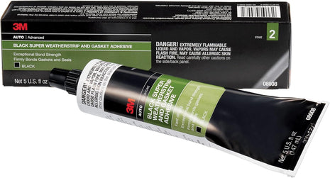 3M Black Super Weatherstrip and Gasket Adhesive, 08008, 5 fl oz, 1 Per Pack