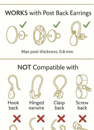 Original Magic Earring Backs for Droopy Ears | Earrings Lifters for Heavy Earring | Earlobe Secure Clear Miracle | Fits Standard 20G / 0.032' / 0.8mm Posts ONLY (2 Silver 1 Gold)