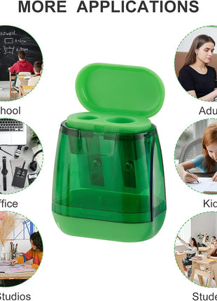 Sonuimy Pencil Sharpeners, 4 Pcs Pencil Sharpeners Manual,Dual Holes Compact Colored Handheld Pencil Sharpener for Kids with Lid Adults Students School Class Home Office (Covered)