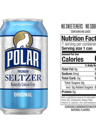 Polar Seltzer Water Original, 12 fl oz cans, 18 pack