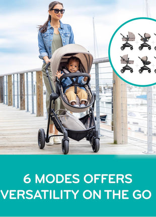 Evenflo Pivot Modular Travel System w/LiteMax Preemie and Infant Car Seat | 6 Modes of Use, Rear-Facing Mode for Infants 3-30 lbs, Stroller use up to 50 lbs (Casual Gray)