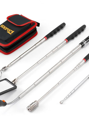 Telescoping Magnetic Pickup Tool Set, Inspection Mirror Telescoping, LED Flashlight, Cool Gadgets for Men, Gifts for Dad, Husband, Kids, Boyfriend, Magnet Stick