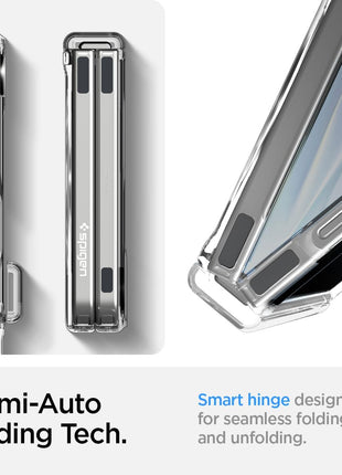 Spigen for Galaxy Z Flip 7 Case, Ultra Hybrid Pro MagFit [Hinge Protection] [Qi2.1 Certified/Magnet for Galaxy] - Clear White