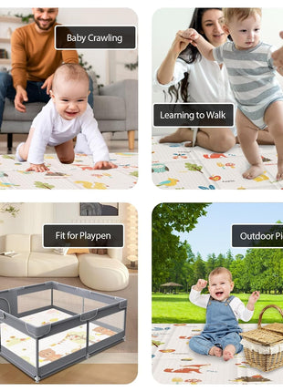 XVISHX Baby Play Mat, 50 x 50 Inch Play Mat Perfect for Use Baby Playpen, Foldable Baby Foam Playmat for Floor, Portable Waterproof Activity PlayMats for Babies, Infants and Toddlers