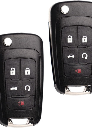 MechanMagic Flip Key Fob Replacement Fits for Chevy Equinox Camaro 2010-2019 Cruze Malibu Impala Sonic GMC Terrain Buick Lacrosse Regal Verano Encore Keyless Entry Remote Control 2 Sets