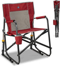 GCI OUTDOOR Freestyle Rocker Camping Chair | Portable Folding Rocking Chair with Solid, Durable Armrests, Drink Holder & Comfortable Backrest Cinnamon
