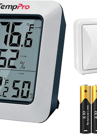 TempPro TP60 Digital Hygrometer Outdoor Thermometer Wireless Temperature and Humidity Gauge Monitor Room Thermometer with 500ft/150m Range Humidity Meter Temperature Indicators (Previously ThermoPro)