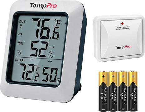 TempPro TP60 Digital Hygrometer Outdoor Thermometer Wireless Temperature and Humidity Gauge Monitor Room Thermometer with 500ft/150m Range Humidity Meter Temperature Indicators (Previously ThermoPro)
