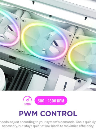 NZXT F120 RGB Duo - 120mm Dual-Sided RGB PC Case Fan - White | 120mm dual-sided RGB fan with 20 addressable LEDs. Balanced airflow and static pressure, CAM-synced lighting.