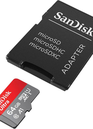 SANDISK 64GB Ultra MICROSDXC Class 10 / U1 / A1 Flash Memory Card with Adapter