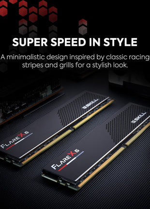 G.SKILL Flare X5 Series DDR5 RAM (AMD EXPO) 64GB (2x32GB) 6000MT/s CL28-36-36-96 1.40V Desktop Computer Memory U-DIMM - Matte Black (F5-6000J2836G32GX2-FX5)