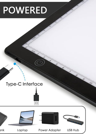 Slide Viewer Light Pad for Slides and Film Negative Scanning, Ultra-Thin A4 Size Magnetic Backlight with 3 Brightness Levels, USB Powered