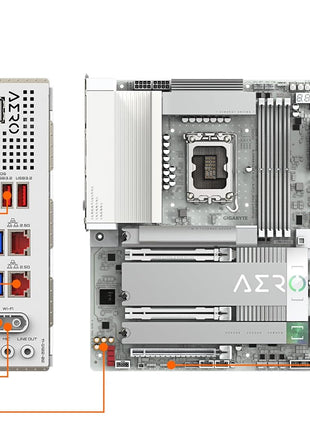 GIGABYTE Z890 AERO G Intel Core Ultra (Series 2) LGA 1851 Motherboard, ATX, DDR5, 5xM.2, PCIe 5.0, Thunderbolt 4, WIFI7, Dual 2.5Gbe LAN, EZ-Latch