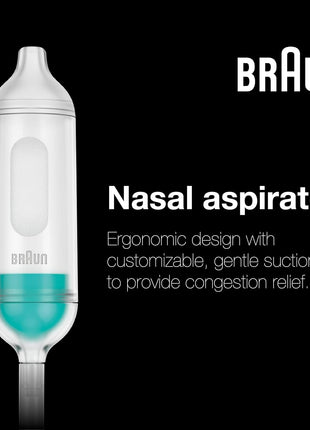 Braun Manual Nasal Aspirator - Mucus Remover, Blocked Nose Relief, Manual Suction Power, 2 Nose Tip Sizes, Newborn, Baby, and Child Friendly, Dishwasher Safe, FSA and HSA Eligible