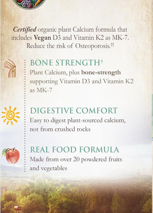 Garden of Life Organics Plant Calcium Supplement, 180ct | Magnesium & Vitamin D3 K2, Made from Whole Foods, Gluten-Free