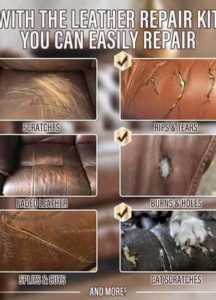 ARCSSAI ARCSSAL Brown Leather Repair Kit for Furniture, Leather Couch Repair Kit for Sofa, Jacket, Car Seats and Purse with Super Easy Instructions, Restores Any Material, Bonded, Pleather, Genuine