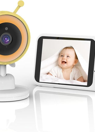 Smart Baby Monitor with Camera and Audio, Cute Design, RGB Color Night Light, HD Video, Cry Detection, Temperature Sensor, Two Way Talk, Remote Viewing, Lullabies, Ideal for New Parents