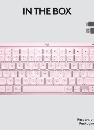 Logitech MX Keys Mini Minimalist Wireless Illuminated Keyboard - Rose | Minimalist, wireless, illuminated, compact, backlit, USB-C, compatible with macOS, iOS, Windows, Linux, Android, metal build