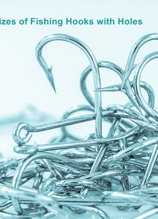 300PCS Small High-Carbon Steel Barbed Fishing Hooks with Holes, 10 Specifications of Fishing Hooks, Portable Boxed Hooks, Hooks That Can Adapt to Various Fishing Environments