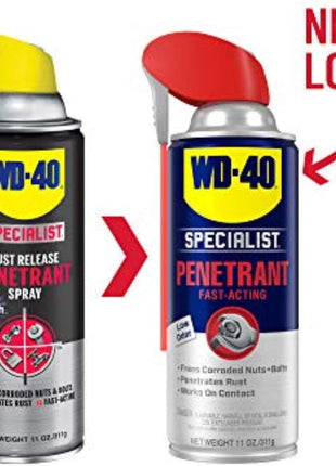 WD-40 Specialist Penetrant with Smart Straw, Penetrant for Metal, Rubber and Plastic Threads, Locks and Nuts, Industrial Strength Fast-Acting Formula, 11 Oz.
