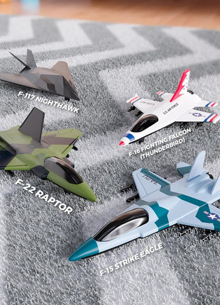 United Sates Air Force 4-Pack Toy Jet Squadron Die Cast Airplanes, Pull Back Military Fighter Jets, Diecast Air Plane Models
