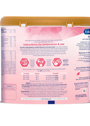 Enfamil A.R. Infant Formula, Clinically Proven to Reduce Reflux & Spit-Up in 1 Week, with Iron, DHA for Brain Development, Probiotics to Support Digestive & Immune Health, Powder Tub, 19.5 Oz