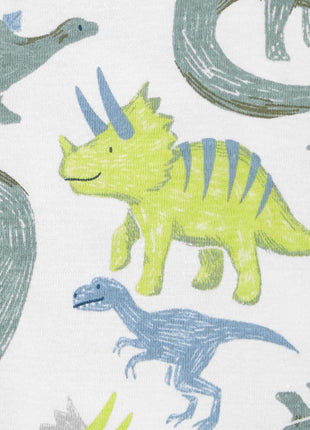 Simple Joys by Carter's Baby Boys' 3-Pack Snug Fit Footless Cotton Pajamas, Blue Stripe/Green Trucks/White Dinosaur, 3T