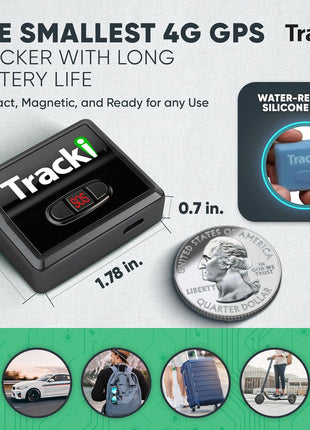Tracki Mini GPS Tracker, Subscription Required, Cancel Anytime – Universal Compact 4G LTE Tracker for Vehicles