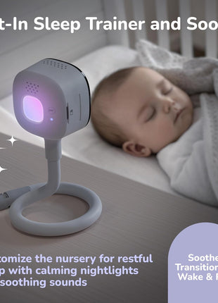 HUBBLE CONNECTED GoBaby - 2K HD Baby Monitor Camera w/Advanced Monitoring, Covered Face & Rollover Detection, True Cry Alerts, Sleep Training & Smart Soother — w/Flexible Mount