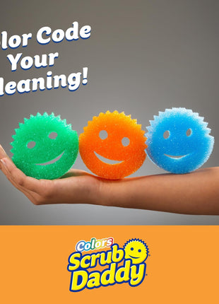 Scrub Daddy Colors Kitchen Sponges - Scratch-Free Dishwashing Sponges & Sponge for Kitchen Sink, Bathroom & Household Cleaning - BPA-Free Polymer Foam (3 Count)