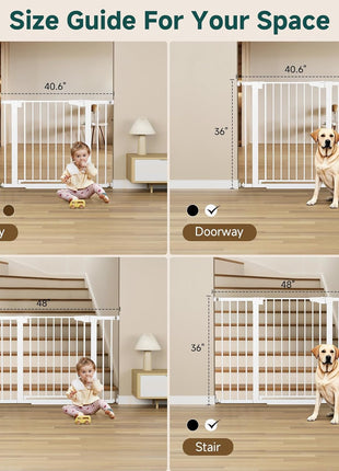 Cumbor 30-40.6 in Baby Gate for Stairs and Doorways, Dog Gate Indoor White | Mom's Choice Awards Winner, Auto Close, Double Lock, Safety Child Gate for Toddlers & Pets, Pressure or Hardware Mounted