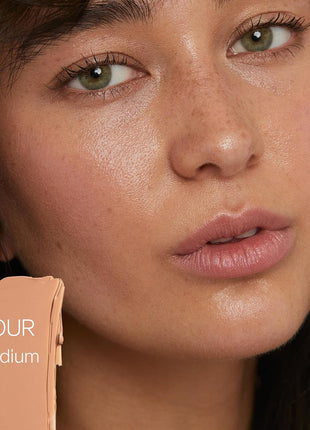 Saie Glow & Blend Duo - Slip Tint Tinted Moisturizer SPF 35 Shade Four (1.35 oz), The Big Liquid Foundation Brush (1 Count), Hydrating Glow & Seamless Blending