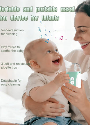 Nasal Aspirator for Baby, 2-in-1 Electric Nose Sucker for Toddlers with Spray, Up to 70kPa with 5 Levels, Auto Leak Control, 3 BPA-Free Silicone Tips, Quiet & Portable Nose Cleaner, Rich Package